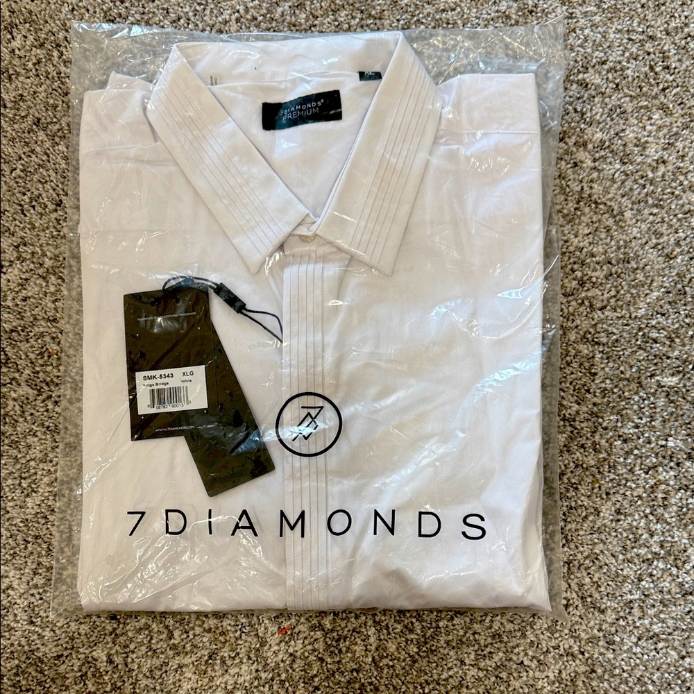 NWT 7 Diamonds Crisp White Dress Shirt XL